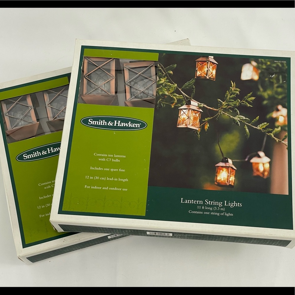 BRAND NEW Pair Lantern Copper String Lights for Indoor Outdoor Patio Porch Deck
